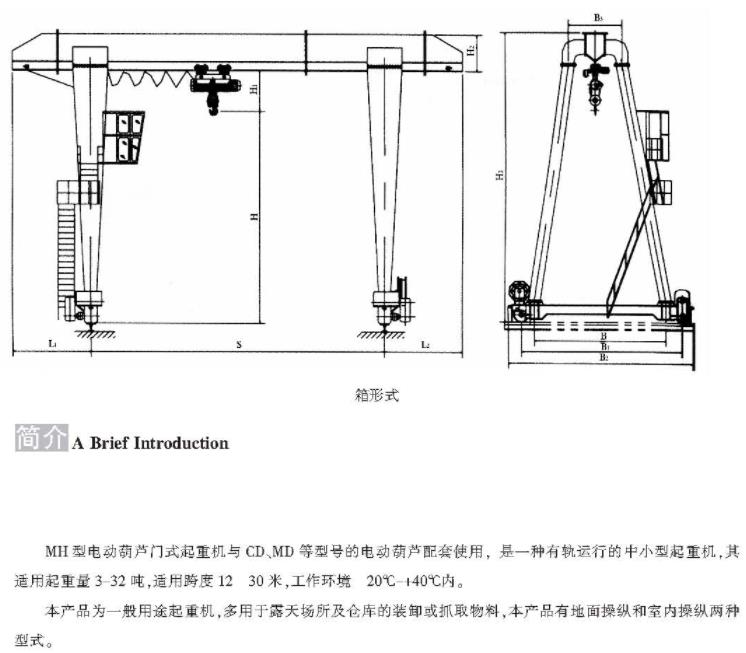  MHb型3-32噸電動葫蘆門式起重機（廂型式）